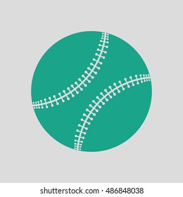 Baseball ball icon. Gray background with green. Vector illustration.