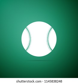 Baseball ball icon isolated on green background. Flat design. Vector Illustration