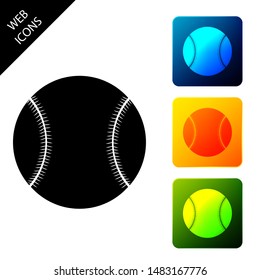 Baseball ball icon isolated on white background. Set icons colorful square buttons. Vector Illustration