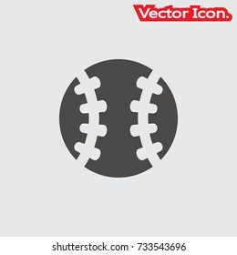 Baseball ball icon isolated sign symbol and flat style for app, web and digital design. Vector illustration.