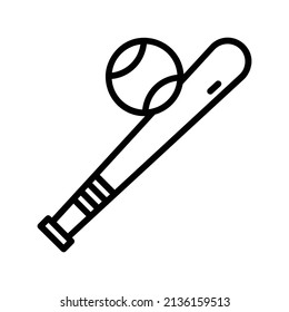 Icono de la pelota de béisbol. Diseño De Estilo De Arte De Línea Aislado En Fondo Blanco