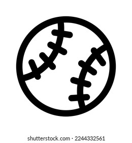 Baseball ball icon line isolated on white background. Black flat thin icon on modern outline style. Linear symbol and editable stroke. Simple and pixel perfect stroke vector illustration. 
