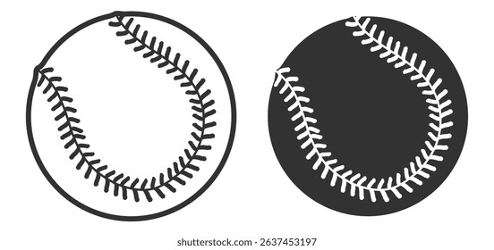 Baseball Ball Icon. Outline, Filled, and Character Style Vector Illustration Isolated on Transparent Background