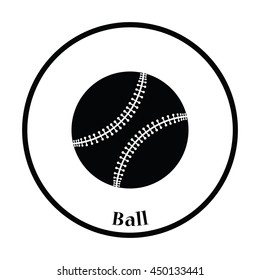 Baseball ball icon. Thin circle design. Vector illustration.