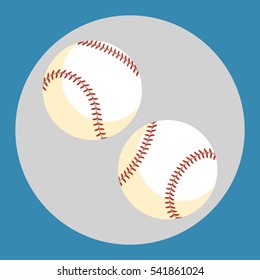 Baseball ball icon. Two white balls on a blue background. Sports Equipment. Vector Illustration