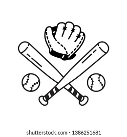 Baseball Ball icon Vector baseball bat glove sport symbol illustration doodle
