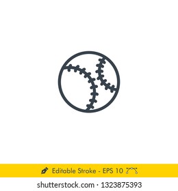 Baseball Ball Icon / Vector - In Line / Stroke Design