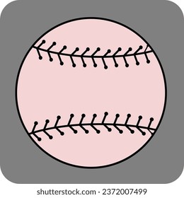 Baseball ball, illustration or icon, vector on white background.
