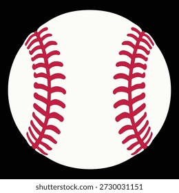 Ilustração de bola de beisebol com costura vermelha isolada no fundo preto