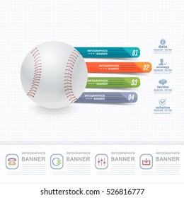 Baseball Ball Infographics Background Design And Sports Web Banner, Stats, Realistic Vector Elements