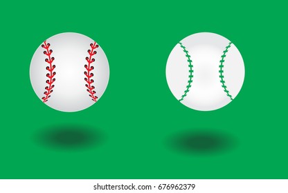  Baseball ball isolated on green background