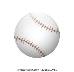Baseball ball isolated on white background, sports accessory with stitches, equipment for playing game, championship or competition. Realistic vector illustration