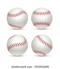 Baseball ball isolated white icon. Softball set vector base ball equipment illustration