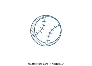 baseball ball isometric icon. 3d vector illustration. Isolated line art technical drawing. Editable stroke