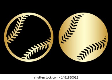 Baseball ball laser cut template, isolated vector Icon. Template for vinyl cut, embroidery, sports emblem, vector.