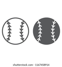 Baseball ball line and glyph icon, game and sport, ball sign, vector graphics, a linear pattern on a white background, eps 10.