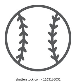 Baseball ball line icon, game and sport, ball sign, vector graphics, a linear pattern on a white background, eps 10.