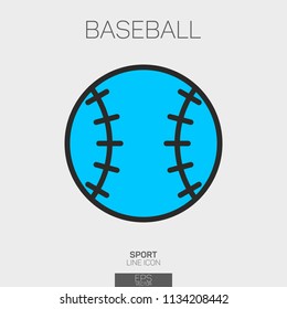 Baseball ball line icon two colors