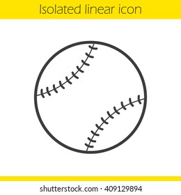 Baseball ball linear icon. Sport equipment. Softball thin line illustration. Contour symbol. Vector isolated outline drawing