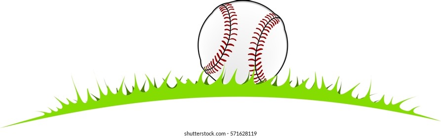 baseball ball lying in grass for further use