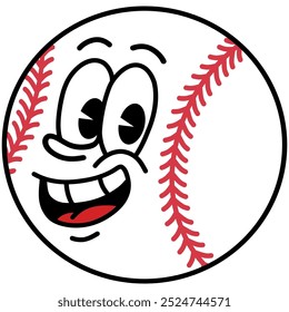 Baseball Ball Mascot Cartoon Character Design Retro Vintage Style