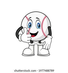 Baseball ball mascot cartoon thumbs up vector graphics