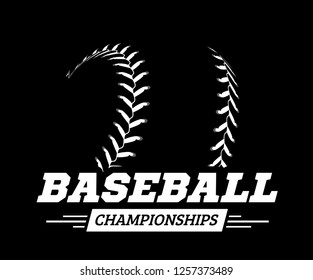 Baseball ball on black background. Vector illustration