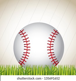 baseball ball on the grass over white background vector illustration