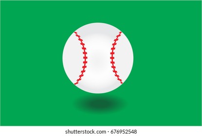 Baseball ball on green background