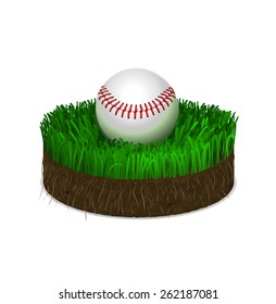 Baseball ball on a piece of baseball court