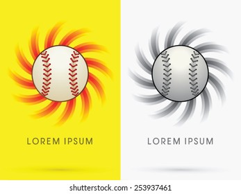 Baseball ball, on spin background, logo, symbol, icon, graphic, vector.