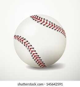 Baseball ball on white background. Sport leather ball. Vector illustration EPS 10.