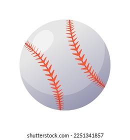 Baseball ball on white background. Sport ball on white background cartoon illustration. Sports game, equipment, hobby concept