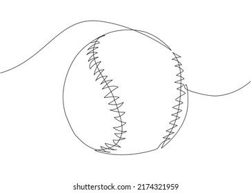 Baseball ball one line art. Continuous line drawing of ball, sport, hardball, softball, ball sports, activity, american, game, training, competitive, leisure, professional, play.