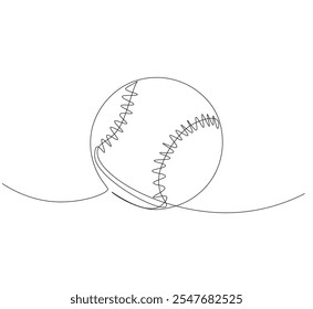 Baseball ball one line art. Continuous line drawing of ball baseball, sport, ball sports