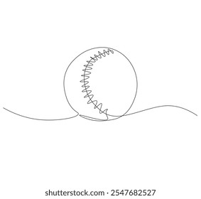 Baseball ball one line art. Continuous line drawing of ball baseball, sport, ball sports