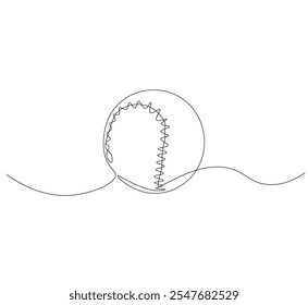 Baseball ball one line art. Continuous line drawing of ball baseball, sport, ball sports