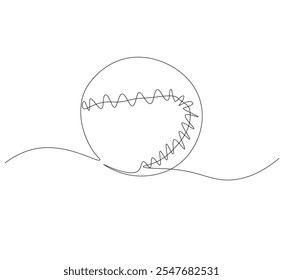 Baseball ball one line art. Continuous line drawing of ball baseball, sport, ball sports