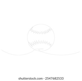 Baseball ball one line art. Continuous line drawing of ball baseball, sport, ball sports