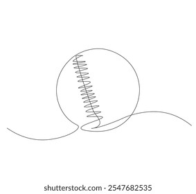 Baseball ball one line art. Continuous line drawing of ball baseball, sport, ball sports