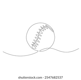 Baseball ball one line art. Continuous line drawing of ball baseball, sport, ball sports