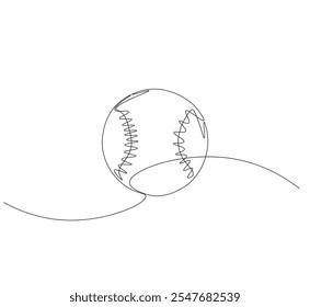 Baseball ball one line art. Continuous line drawing of ball baseball, sport, ball sports