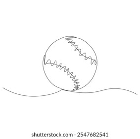 Baseball ball one line art. Continuous line drawing of ball baseball, sport, ball sports