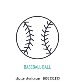 Icono del contorno de la bola de béisbol. Ilustración vectorial. Equipamiento deportivo. Inventario para juego atlético. Símbolo de entrenamiento. Pictograma de línea delgada para la interfaz de usuario. Fondo blanco aislado
