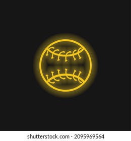 Baseball Ball Outline yellow glowing neon icon