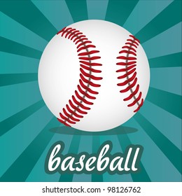 baseball ball over color stripes background, vector illustration
