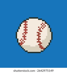 Baseball ball pixel art, vector illustration on isolated background