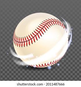 Ball De Béisbol Para Jugar Vector De Juego Competitivo. Jugador De Equipo Deportivo Accesorio Para La Competencia Deportiva Del Campeonato De Béisbol En Campo. Esfera De Cuero De Softbol Ilustración 3d Realista