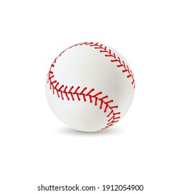 Balón de béisbol. Equipos deportivos realistas para juegos, cuero blanco con puntas de encaje rojo 3d bola redonda, bolas atléticas profesionales americanas con vectores de costura aislados de un solo closet ilustración