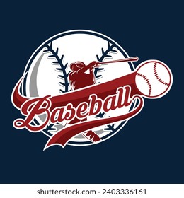 Baseball Ball Red and Blue Classic Emblem Insignia